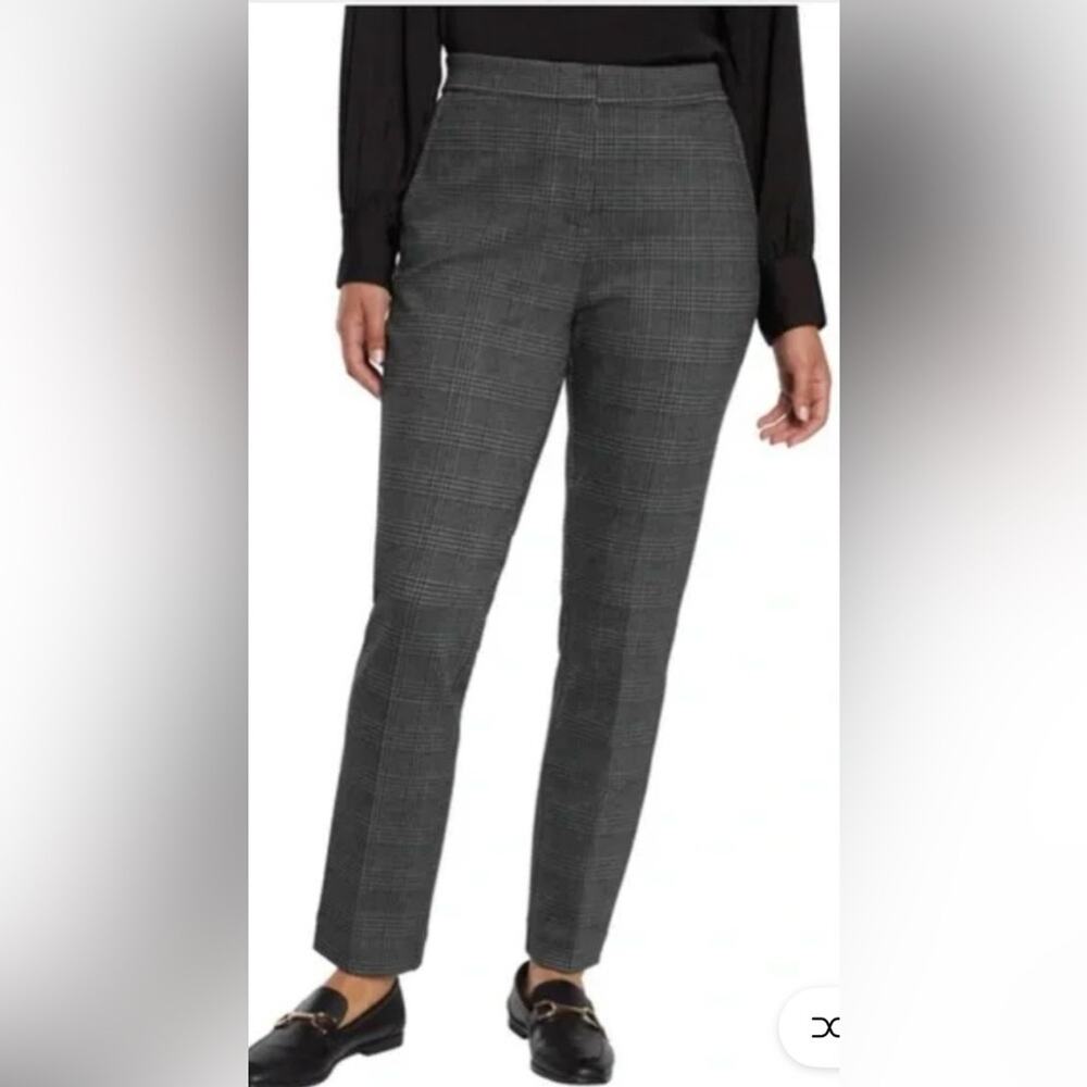 NWT Banana Republic Womens Ponte Pant Multi Charcoal Plaid size 12